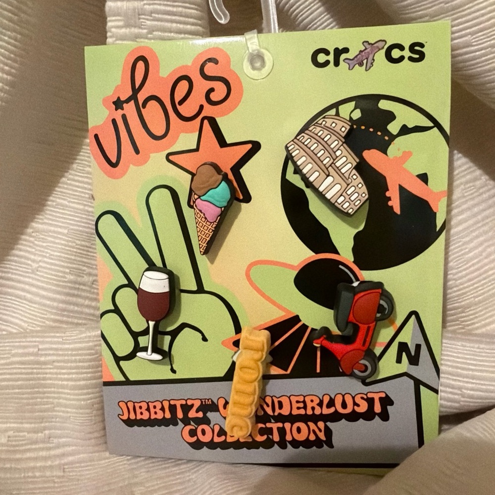 CROCS Jibbitz Vibes Collection with Travel Icons Rome Vespa & More